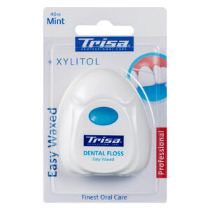 Ata dentara Trisa Easy Waxed + Xylitol, 660272, ceruita si mentolata, 40 metri, Albastru