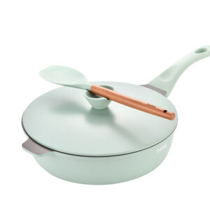 Set tigaie multifunctionala din aluminiu turnat sub presiune 4 piese ZASS Gourmet ZG-ACS 07, Ultra antiaderenta, Acoperire ceramica, Cu capac si sita aburi, Verde