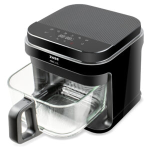 Friteuza cu aer cald ZASS ZAF 09, Capacitate de 5, 5l, Cos de sticla securizata detasabil, Control digital, Negru