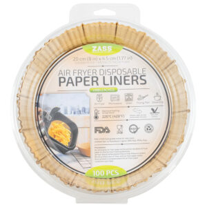 Set 100 buc Hartie de copt pentru airfryer ZASS ZPL 02, 20 cm, forma rotunda, Maro