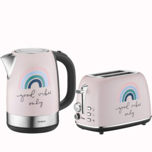 Set prajitor paine cu fierbator electric editie limitata Trisa Good Vibes, Culoare Roz