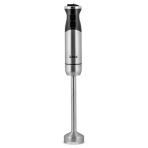 Blender de mana cu tija lunga ZASS ZHB 11, 800W, motor DC, 2 Optiuni de viteza, pahar de 600ml, Argintiu