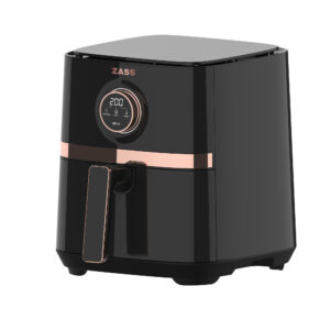 Friteuza cu aer cald ZASS ZAF 20 Rose Gold, Capacitate de 5l, 8 programe presetate, Vas cu tava detasabila, Antiaderenta, 1450W, Negru