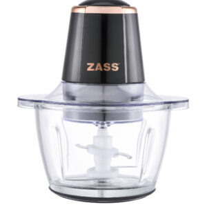Chopper Tocator Zass ZCH 21 Rose Gold, 300 W, Capacitate de 750 ml, Cutit cu 4 lame din otel inoxidabil, Bol sticla, Negru