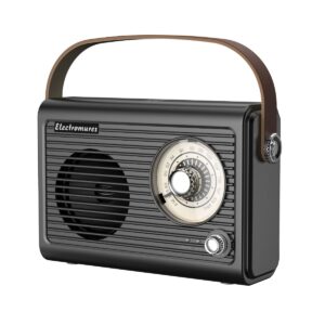 Radio retro cu difuzor Bluetooth Electromures EM 1005, 5V, Baterie incorporata 1500 mAh, Autonomie 6 h, Port USB, Port mini jack, Antena telescopica, Negru