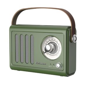 Radio retro cu difuzor Bluetooth Electromures EM 1006 Verde, 5V, Baterie incorporata 1500 mAh, Autonomie 6 h, Port USB, Port mini jack, Antena telescopica, Verde