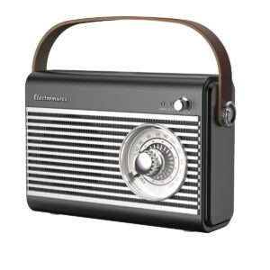 Radio retro cu difuzor Bluetooth Electromures EM 1007, 5V, Baterie incorporata 1500 mAh, Autonomie 6 h, Port USB, Port mini jack, Antena telescopica, Negru