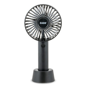 Mini ventilator portabil Zass ZPF 02, putere 5W, 3 trepte de viteza, acumulator 1200mAh, incarcare USB, autonomie 2-6h, Negru