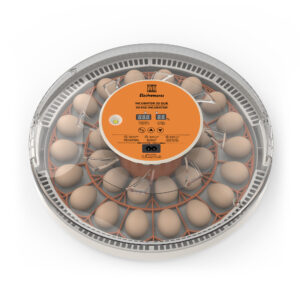 Incubator 30 oua cu reglaj automat temperatura, afisaj umiditate si intoarcerea automata a oualor Electromures EM 3002, 50W, Alb-Portocaliu