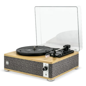 Pick-up cu ac safir si difuzor bluetooth Electromures EM 1021, Bamboo Edition, Culoare Light Grey