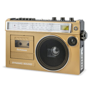 Difuzor Bluetooth cu Casetofon si Radio FM/AM/SW1/SW2 Electromures EM 1011, USB, Microfon, Mufa pentru casti 3.5 mm, Editia Populara si Lautareasca, Include o caseta originala, relizata in parteneriat cu Electrecord, Bej