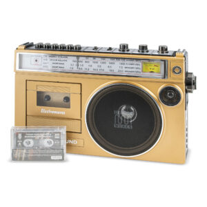 Difuzor Bluetooth cu Casetofon si Radio FM/AM/SW1/SW2 Electromures EM 1011, USB, Microfon, Mufa pentru casti 3.5 mm, Editia Populara si Lautareasca, Include o caseta originala, realizata in parteneriat cu Electrecord, Bej