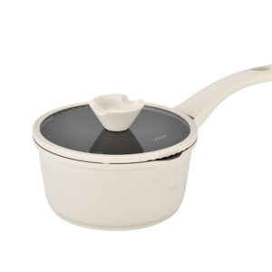 Tigaie pentru sos din aluminiu turnat sub presiune si acoperire ceramica cu capac din sticla 18 cm ZG-ACS 13 CREM