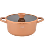 Oala din aluminiu turnat sub presiune si acoperire ceramica cu capac ZG-ACS 14 TERRACOTTA