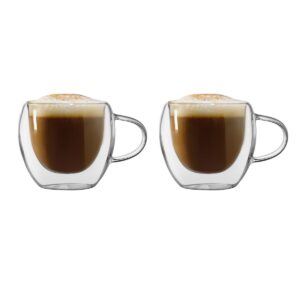 Set 2 cani, perete dublu, sticla termorezistenta borosilicata, 2 x 250 ml, pentru ceai, cafea, ZASS ZG-GC 02- 250, Transparente
