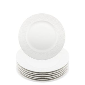 Set 6 farfurii din material ceramic cu textura tip roca ZASS ZG-DS 01 Alb, 6 piese, 27.5 cm, design modern inspirat din natura, minimalist, Culoare Alb