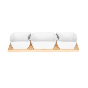 Set boluri servire pe suport de bambus ZASS ZG-SB 03 Alb