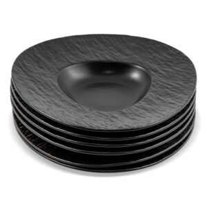 Set farfurii material ceramic cu textura tip roca 6 piese ZASS ZG-DS 04 Negru