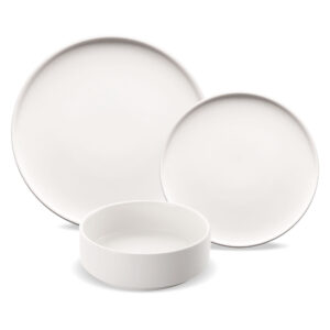 Set vesela din ceramica ZASS ZG-DS 05 Alb, 18 piese, 6 farfurii intinse mari, 6 farfurii intinse mici, 6 boluri, Culoare Alb