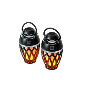 Pereche difuzoare Bluetooth portabile cu flacara LED Electromures EM 1029, Negru