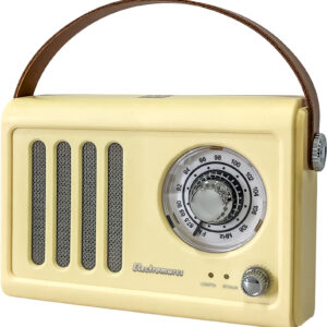 Radio retro cu difuzor Bluetooth Electromures EM 1006, 5V, Baterie incorporata 1500 mAh, Autonomie 6 h, Port USB, Port mini jack, Antena telescopica, Yellow