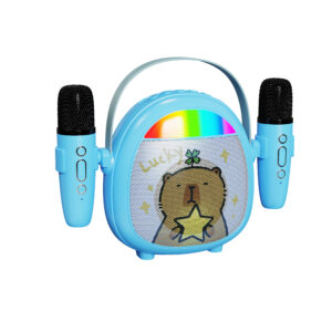 Difuzor Karaoke cu Bluethooth pentru copii, Electromures EM 1040, Port USB si TF, 2 microfoane, 6 efecte vocale,Albastru