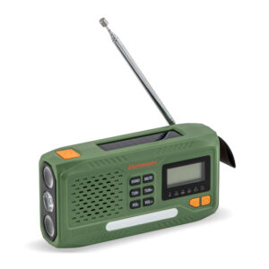 Radio portabil de urgenta/supravietuire/camping, Electromures EM 1044, AM/FM, Incarcare solara si dinam, Lanterna LED 3 moduri, Alarma S.O.S 110dB, Power bank 4000 mAh, Ecran LCD, Culoare Verde