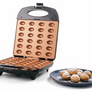 Aparat pentru nuci umplute ZASS Rose Gold ZNM 20, 1400W, 12 nuci intregi, placi ceramice antiaderente 25,4 x 21,5 cm, control temperatura, sistem de blocare, negru