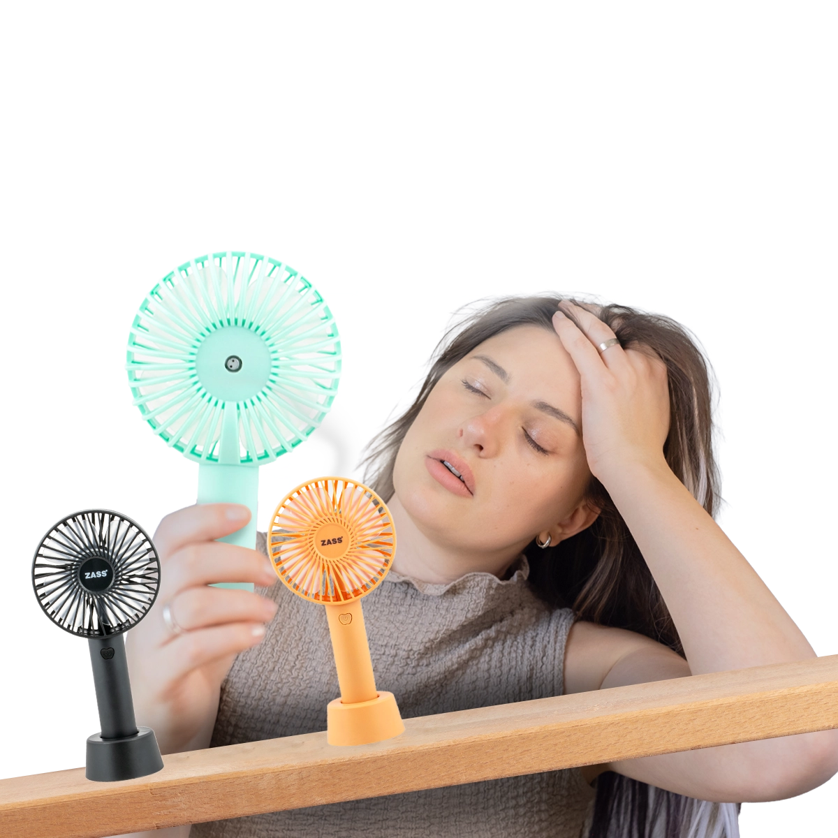 Mini ventilator portabil ZASS ZPF 02 — cu acumulator și încărcare USB