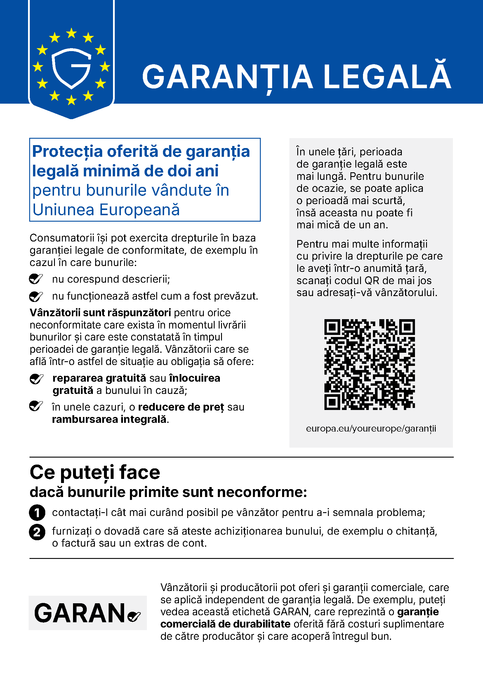 Drepturile legale de garanție